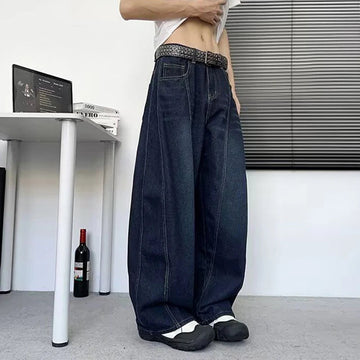 AIDASE  -  Fashion Washed Men Wide-Leg Jeans Summer Loose Casual Vintage Straight Denim Pants Fashionable Men's Trousers 21E6593 aidase-shop